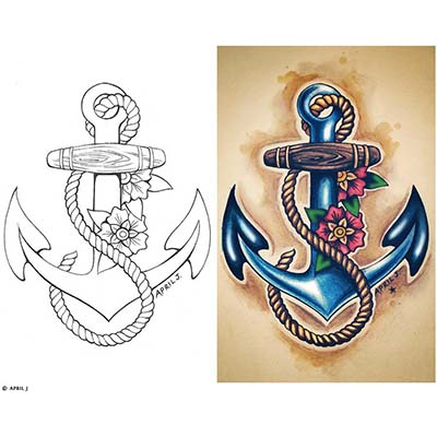 Anchor Foot Design Water Transfer Temporary Tattoo(fake Tattoo) Stickers NO.10759
